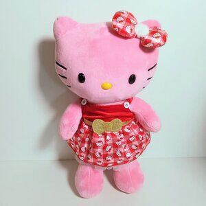 Build A Bear Hello Kitty Pink Holly Jolly Red Gingham Dress Matches Bow